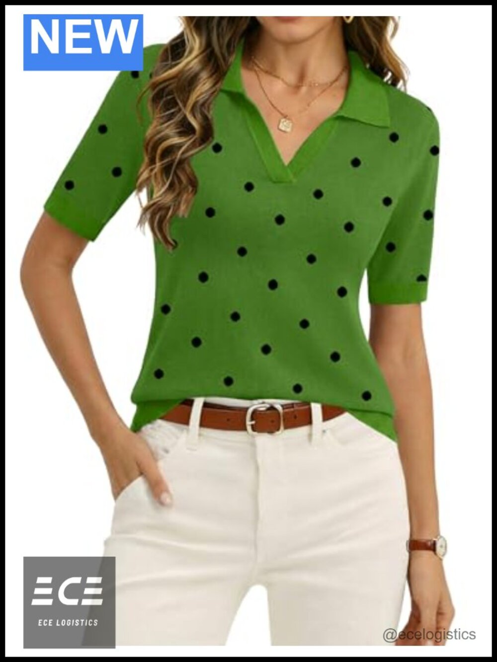 Zeagoo Womens Polo Sweater Short Sleeve V Neck Knitted Business Casual Top